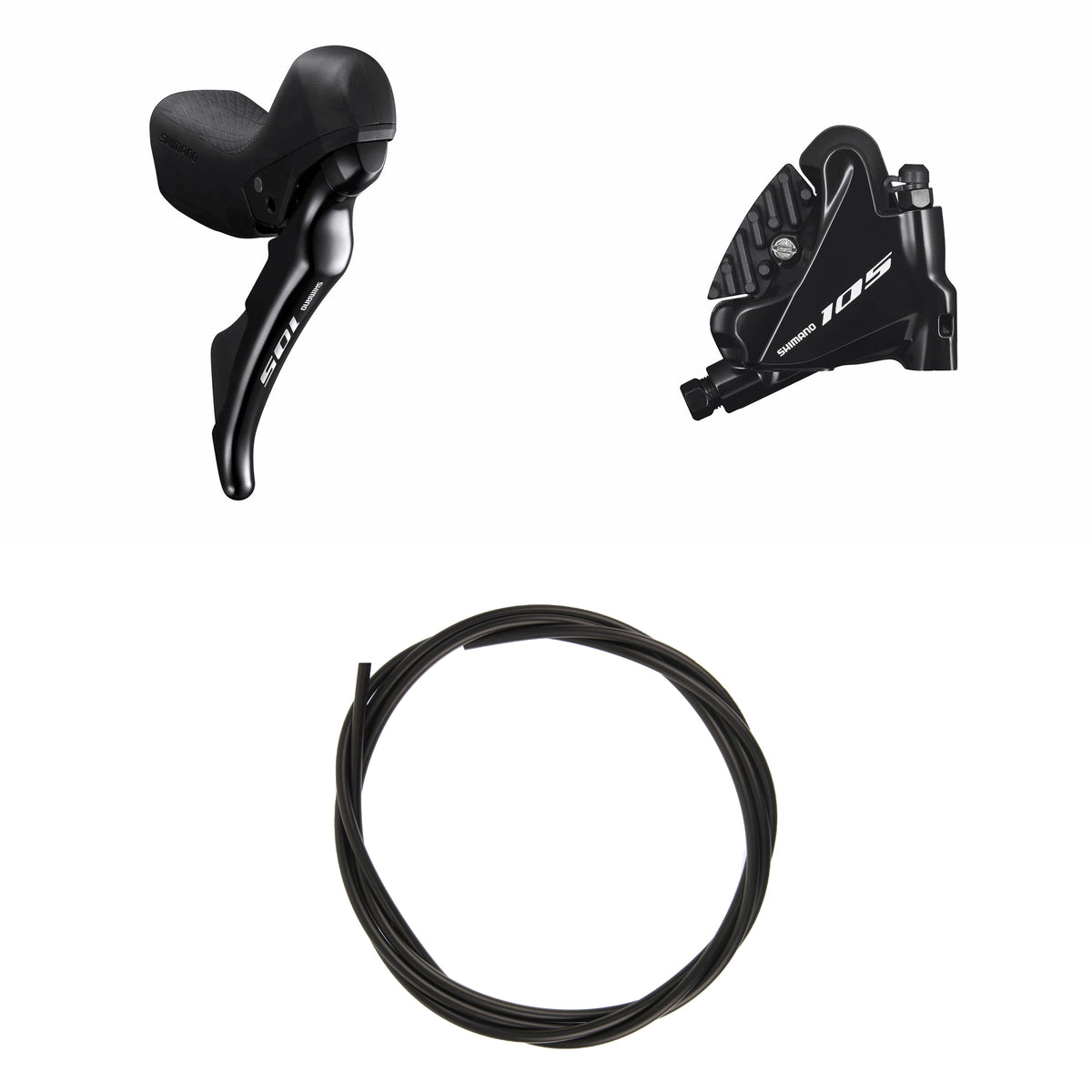 Kit Freno Disco Hidráulico Shimano 105 BR-R7020/ST-R7070 Trasero/Derecho Resina Aletas Sin Adaptador Latiguillo 1700mm Negro #2