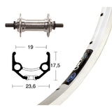 Front Wheel Winora Rigid ZAC 19 Solid Axle 100mm Silver