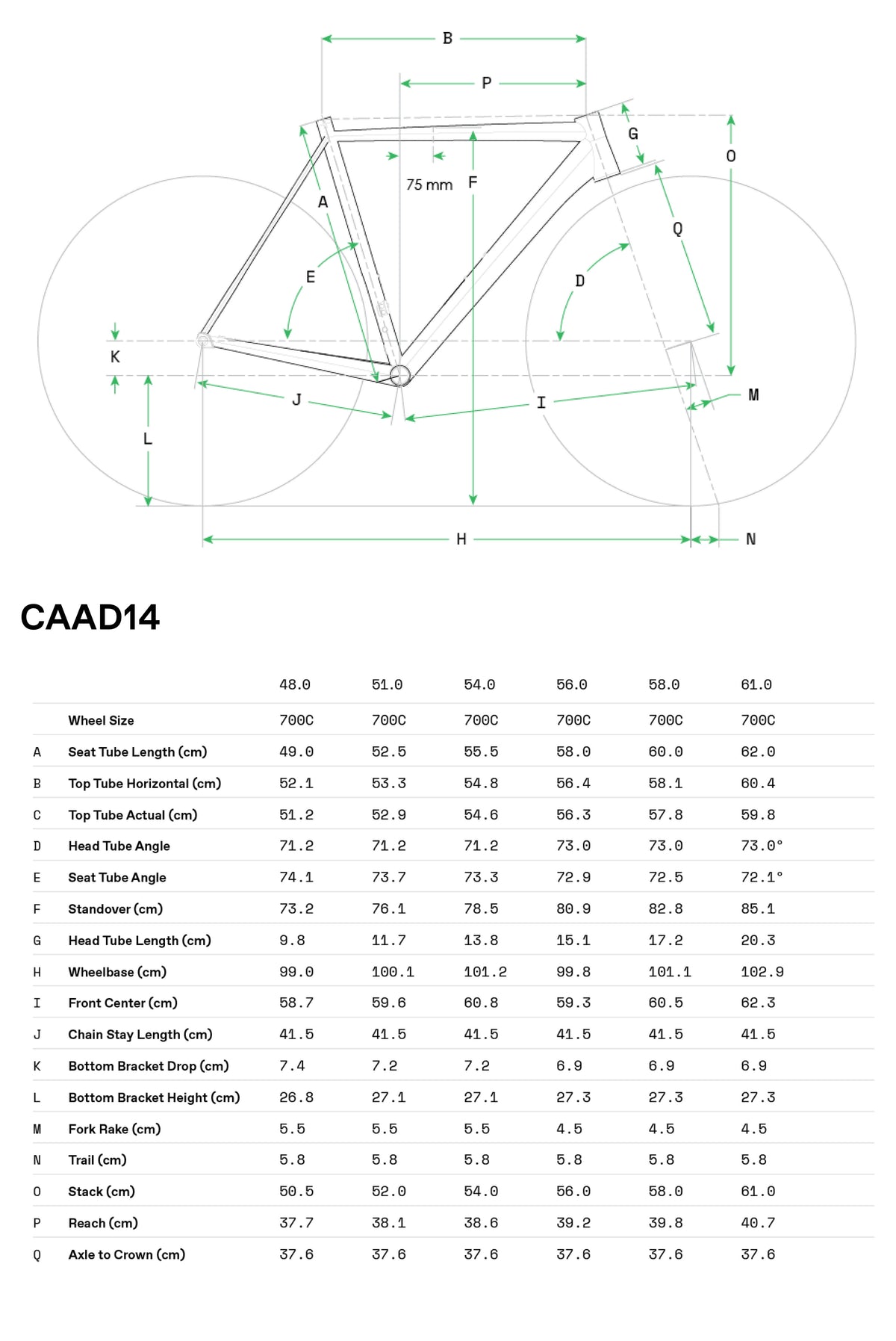 Cannondale CAAD14 3 SMU 2026 Gris - Geometría